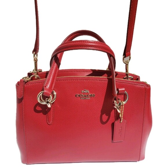 Coach Handbags - Coach Mini Christie Carryall Red Pebbled Purse Crossbody HandBag Satchel EUC